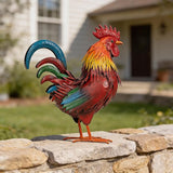 Ratuor Rooster Garden Statue Sculpture Metal Chicken Yard Decor Outdoor Figurines Patio Backyard Decoration (red)