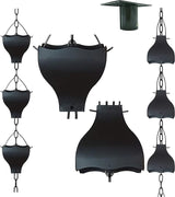 8.5FT Black Tulip Iron Rain Chains for Gutter and Rain Barrel, Replacement for Downspout, Rust-Resistant Plated Garden Décor Rain Chain, Bonus Rain Chain Gutter Adapter, Earrings for House