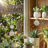 Suncatchers for Windows Hanging, Glass Outdoor Hanging Decor Suncatcher, 12.6 Inch Hang Crystals for Windows with 5.91 Inch Chain, for Patio Garden Living Room(Light Color)