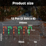 VIHOSE 12 Pcs 17 Inch Christmas Candy Cane Lights with Stakes Waterproof Pathway Markers Candy Cane Christmas Decorations for Xmas Holiday Garden Patio Lawn Yard Landscape Path Outdoor Decor