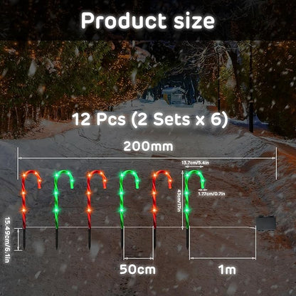VIHOSE 12 Pcs 17 Inch Christmas Candy Cane Lights with Stakes Waterproof Pathway Markers Candy Cane Christmas Decorations for Xmas Holiday Garden Patio Lawn Yard Landscape Path Outdoor Decor