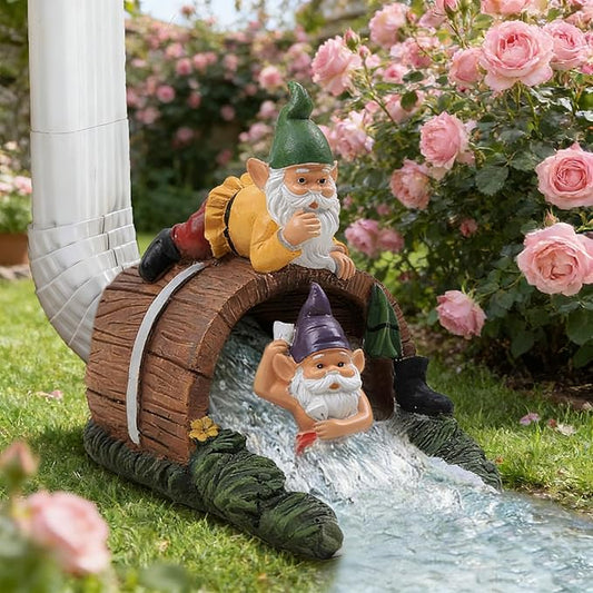 Decorative Gutter Downspout Extensions Statue,3" x 4" Downspout Extension Sculpture,Elf Decorative Rain Gutter Downspout Extension Figurine Decor Sculpture for Lawn Yard