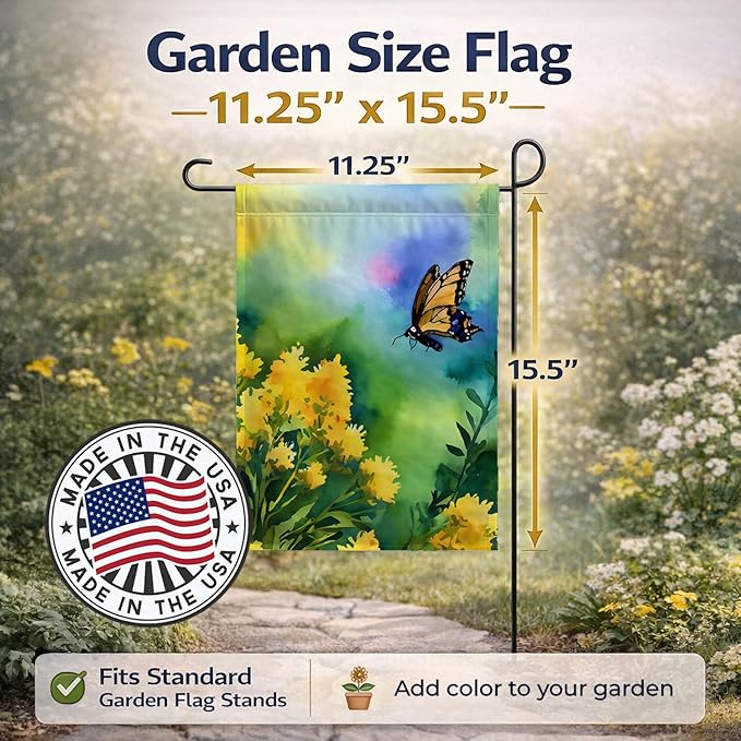 Caroline's Treasures Kentucky Goldenrod in Watercolor Garden Flag Mailbox Flag Decorative Yard Flag Banner Outside Patio Artwork Yard Flower Beds, Garden Size, Multicolor
