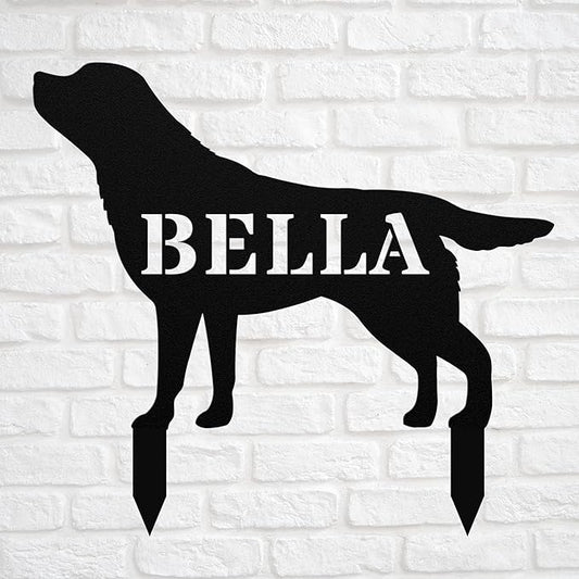 Personalized Black Lab Garden Statue Stake,Custom Black Lab Outdoor Yard Art Decor,Memorial Remembrance Sculpture for Yard Garden Porch Lawn Grassland Park Farm Flowerpot Decor.