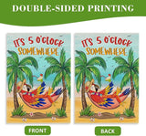 Welcome Summer Parrot Bird Decorative House Flag, It's 5 O'clock Somewhere Beach Coastal Tropical Palm Tree Garden Yard Outside Decorations, Hawaii Nautical Outdoor Large Home Decor 28 x 40