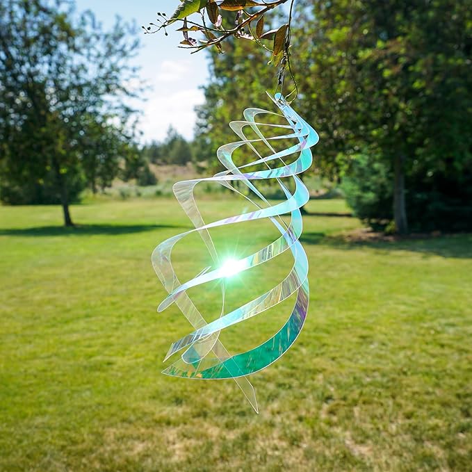 In the Breeze 9161 — Iridescent Crystal Spinner — Suncatcher Wind Spinner for Yards and Gardens, Humane Animal Deterrent…