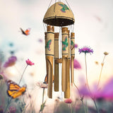 Bellaa 20346 Bamboo Wind Chimes Sea Sand Art Painting Hummingbird Butterfly Dragonfly Handmade Windchimes Outdoor Garden Patio Gifts 32 Inch (Green Sand)