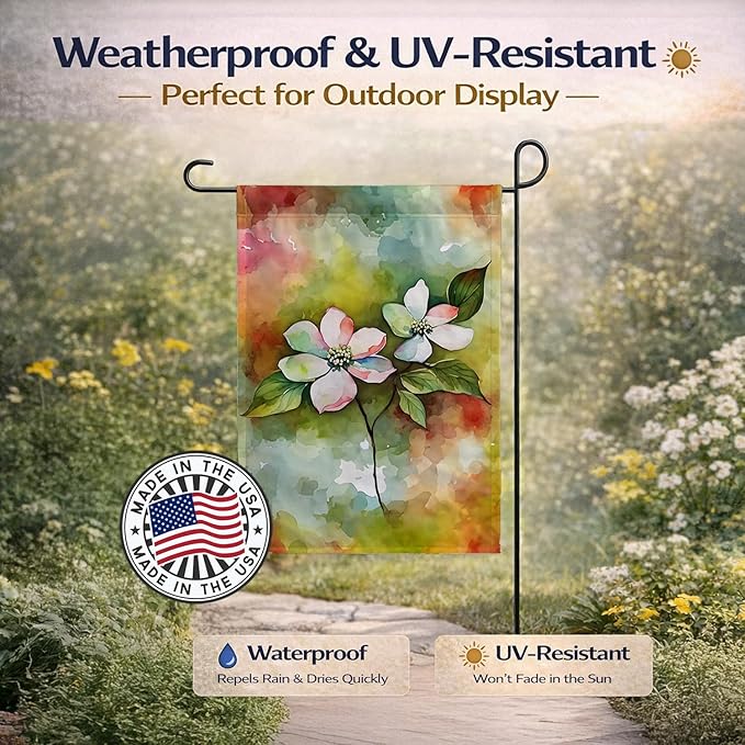 Caroline's Treasures Virginia American Dogwood in Watercolor Garden Flag Mailbox Flag Decorative Yard Flag Banner Outside Patio Artwork Yard Flower Beds, Garden Size, Multicolor
