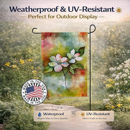 Caroline's Treasures Virginia American Dogwood in Watercolor Garden Flag Mailbox Flag Decorative Yard Flag Banner Outside Patio Artwork Yard Flower Beds, Garden Size, Multicolor