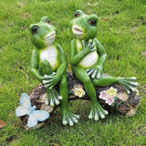 Couple Frogs Garden Statue - 9" Weatherproof Outdoor Yard Decor
