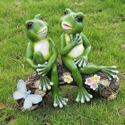 Couple Frogs Garden Statue - 9" Weatherproof Outdoor Yard Decor