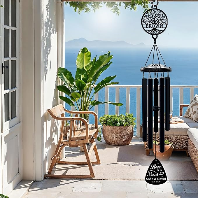 Personalized Wedding Wind Chimes Custom Gift for Couple Newlyweds Bridal Shower Engagement Party Home Decoration