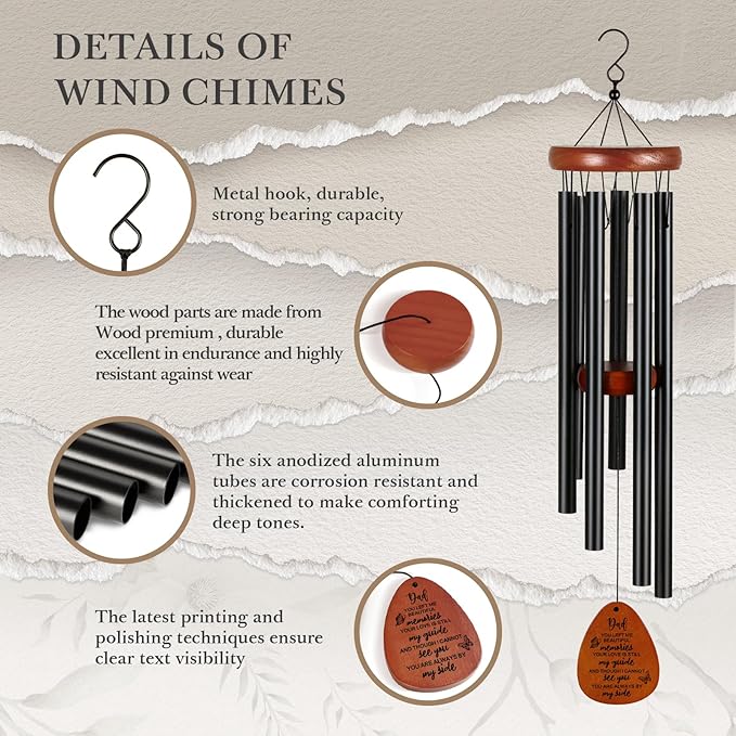 SteadStyle Memorial Gifts for Loss of Dad, 25.5" Memorial Wind Chimes, in Memory of Dad, Bereavement Gifts, Sympathy Gifts for Loss of Father, Home Decor Outdoor Garden Patio