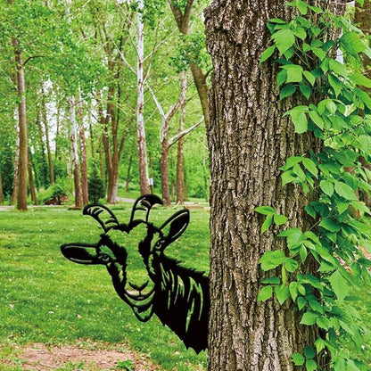 SUPERDANT Metal Goat Garden Decor for Outside Peeping Animals Yard Stakes for Decorations Outdoor Statues Iron Art Stake Decorative Silhouette Lawn Ornament Patio Porch Farmhouse Decoration Gifts