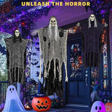 QPMR Halloween Decorations Outdoor/Indoor,Set of 3 Scary Hanging Ghosts,Halloween Grim Reaper Skeleton, Scary Party Decorations,Haunted House Decor for Yard/Lawn/Garden.