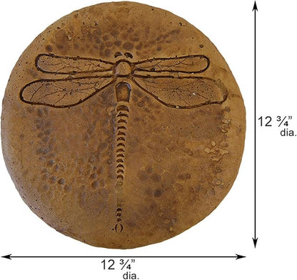 BestNest Athens Round Dragonfly Stepping Stones, Autumn Wheat, Pack of 2, Concrete Garden Discs with Raised Dragonfly Design, Durable Brown Hues, Flat Base for Easy Placement, Outdoor Pathway Decor