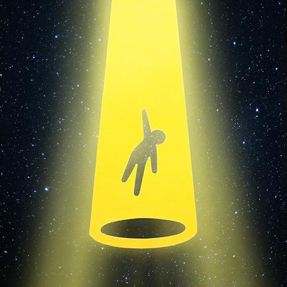 Funny Metal UFO Spaceship Wind Chime with Summoning Card Quirky Sci-Fi Hanging Decor for Bedroom & Study, Novelty Alien Gift for Teens & UFO Lovers, Unique Indoor Ornament (Farmer)