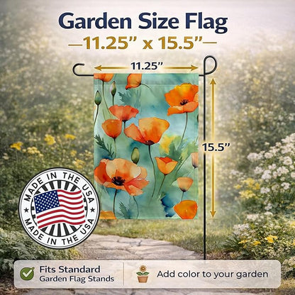 Caroline's Treasures California California Poppies in Watercolor Garden Flag Mailbox Flag Decorative Yard Flag Banner Outside Patio Artwork Yard Flower Beds, Garden Size, Multicolor