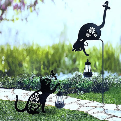 Cat and Dog Metal Decorative Garden Stakes, Silhouette Stakes Animal, Yard Art for Outdoor Decor, Patio, Lawn Ornaments, Animal Lovers Gifts(new cat)