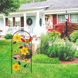 YEAHOME Garden Decor for Outside, 33" Flower Butterflies Decorative Garden Stakes for Spring Garden Decor, Metal Yard Art Stakes for Outdoor Lawn Backyard Porch Decorations