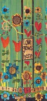 Studio M Art Pole, PVC Weather Resistant Pole with Vinyl Bowl 16 inches Tall Outdoor Decoration for Gardens, Patios, Yards, Landscaping and Birding Accessories, Love Grows Here