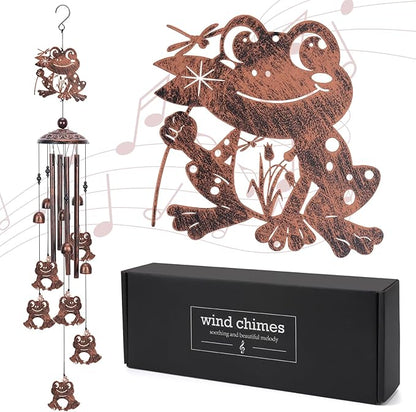 Frog Gifts Wind Chimes for Outside, Outdoors Metal Frogs Windchimes with S Hook for Women Men Mom Grandma, Sympathy Memorial Frog Gift for Birthday Home Patio Porch Backyard Yard Garden Decoration