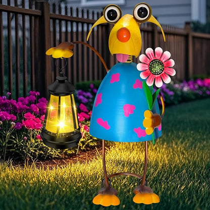 Solar Garden Statue with Lantern,Outdoor Waterproof Dog Decor for Home Patio Yard Lawn, Dog Lover Gifts for Women Mom Grandma