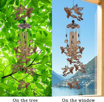 Bronze Flying Pigs Wind Chimes for Garden/Home/Balcony/Lawn/Tree/Yard/Indoor/Outside Decoration, Retro Wind Catcher, Pig Decor, Blessing Wind Bells, Memorial WindChimes Gifts for Mom, Grandma, Woman