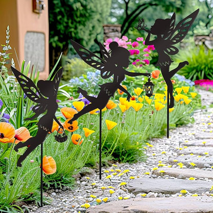 Bnesi Enchanted Garden Metal Art Decor Funny Garden Accessories Outdoor 3-Piece Set Decoration Suitable for Outdoor Yard Flower Pot Lawn Decoration (Lively)