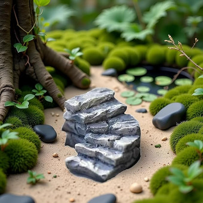 Curved Stone Steps Miniature Fairy Garden Accessories, Miniature Pond Lawn Ornament Figurines, Micro Landscape Ornaments for Garden DIY Kit Statues, Outdoor Décor, Outdoor Statues