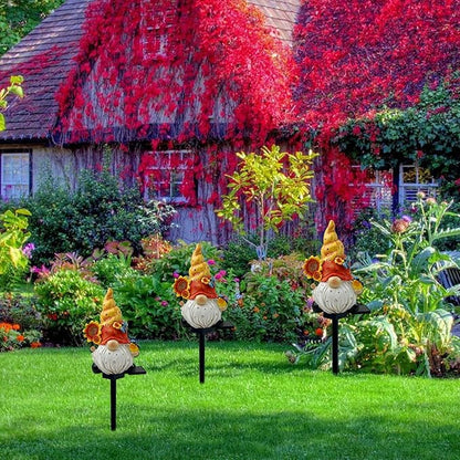 Fall Solar Gnome Garden Lights, Outdoor Gnome Statue with Sunflowers & Bird, Solar Powered Fairy Garden Lights Fall Gnomes Decorations for Home Outside Yard Lawn Patio Gnomes Gifts (Yellow)