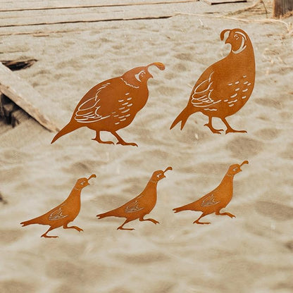 Quail Metal Decor Garden Stakes - Southwestern Desert Decor for Outdoor Yard Art and Quail Accessories