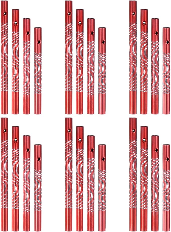 M METERXITY 24-Pack Wind Chime Tubes, 4 Sizes Aluminum Metal Wind Bell Empty Tubes for Outside/Adults Arts and Crafts/DIY [Red]