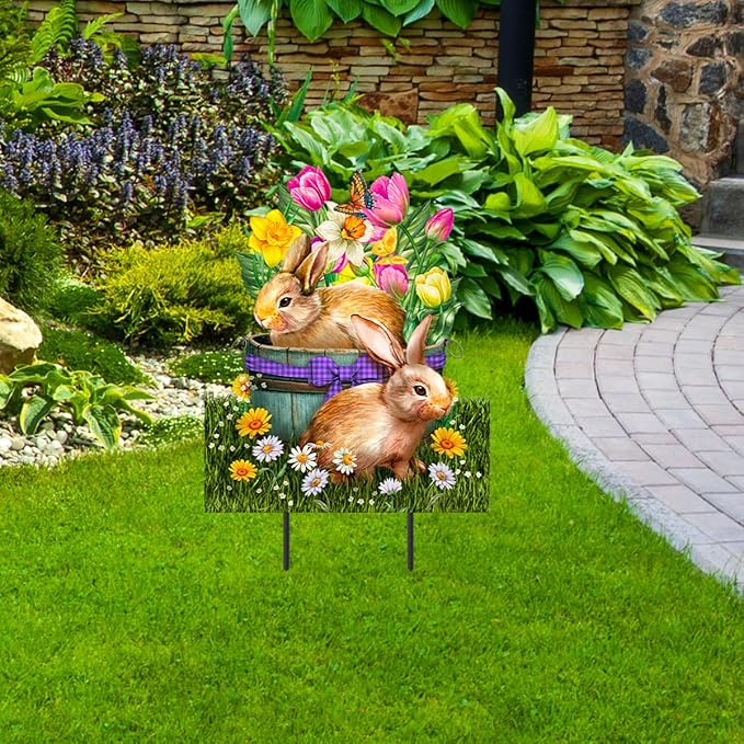 Briarwood Lane Spring Bunny Basket Metal Art