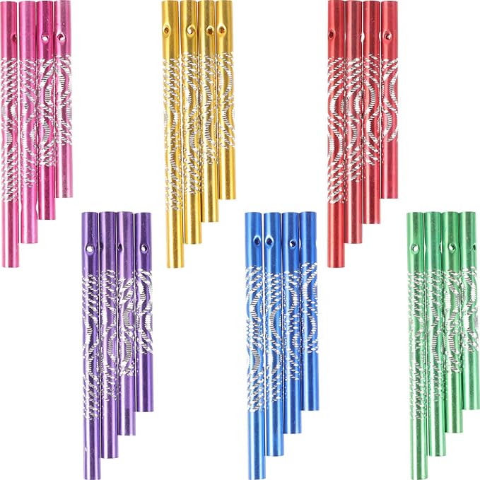 EXCEART Wind Chime Tubes Metal DIY Wind Chime Supplies 24Pcs Pre-Drilled Metal Tubes for Outdoor Garden Decor Craft Making 4.72X0.39In