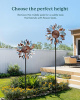 Wind Spinners Yard Garden - Large Wind Sculptures & Spinners with Stake, Kinetic Metal Windmill Spinner Decor for Garden Lover (22" W x 83“ H)