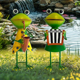 HONGLAND Metal Frog Garden Decor - Metal Frog Outdoor Statue -Funny Garden Frog Decorations - 3D Frog Figurine - Holiday Housewarming Gifts for Women Lawn Patio Yard Garden Decor