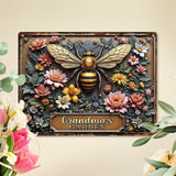 Personalized Metal Signs with Name Made in USA Custom Bee Garden Sign Vintage Decorative Metal Print for Wall Decor Customized Home Garden Ideas Gifts Artwork Prints for Yard Ourdoor