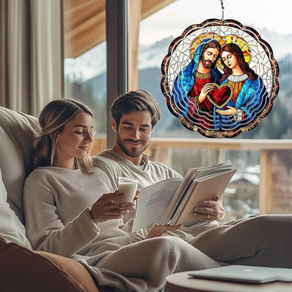 Jesus Wind Spinners Outdoor, Hanging Wind Spinner for Garden Decoration, 8 inch 3D Stainless Steel Metal Wind Sculpture for Indoor/Outdoor Decor