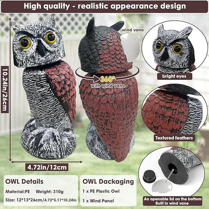 Fake owl Statue Decor, Fake Owls Waterproof for Garden Plant Orchard, Plastic owl Decor for Outside Indoor Home Patio Garden Yard Home Outdoor Decor