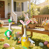 Easter Male Goose Outfits Boy – Yellow & Green Porch Goose Outfit with Adjustable Bunny Ears, for 20-23 Inch Porch Goose Easter Decor