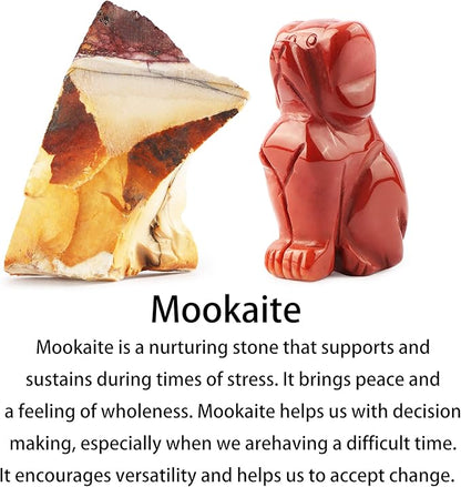SMQ Dog Gifts Home Decor Crystal Figurines Hand Carved Gemstone Puppy Yoga Dog Memorial Stone Sculpture Mookaite Animal Collectibles Reiki Healing Statue for Garden,Bookshelf,Office,2"