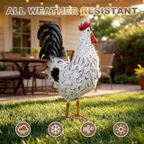 Zhengmy Metal Rooster Garden Statue Lifelike Colorful Metal Rooster Yard Decor Hand-Painted Iron Chicken Sculpture for Patio Lawn Backyard Farmhouse Outdoor Indoor Decoration(White and Black)