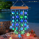 Toodour Solar Wind Chimes for Outside, Birthday Gifts for Women Mom Grandma, Waterproof 2 Modes Shells Solar Powered Outdoor Lights for Patio Holiday Garden Porch Yard Outdoor Decor - Blue & Green
