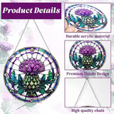 2 Pack Acrylic Thistle Window Hanging, 8in Scottish Symbol Stained - Style Decor, Suncatcher Ornament for Home Wall & Window, Ideal Gift for Celtic Culture Lover
