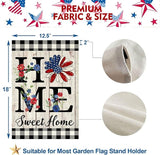 ORTIGIA 4th of July Patrioctic Garden Flag Burlap Vertical Double Sided Independence Day Memorial Day Home Sweet Home Sunflower Small Flag Home Yard Outside Outdoor Decor 12.5x18 Inch