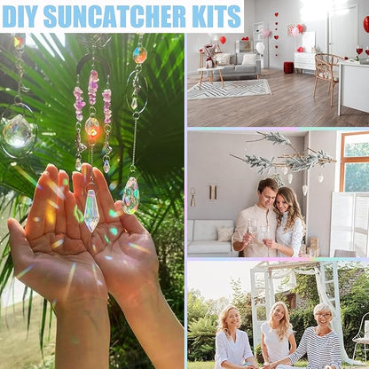10 Sets DIY Suncatchers 420pcs Sun Catchers Making Supplies Kit Crafts for Adults Hanging Prism Sun Catcher with Crystals for Indoor Window Home Wedding Garden Spring Decor (Hummingbird)