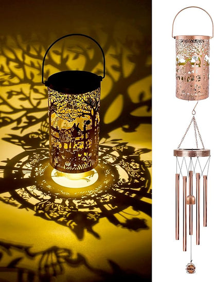 French Bulldog Gifts Windchimes - Metal Solar Wind Chimes for Outside with Lanterns Garden Patio Yard Decor Housewarming Christmas New Year Birthday Gift for Women Mom Grandma Dog Lover
