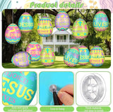 Jetec 12 Pcs 12 Inch Religious Easter Egg Inflatable Decorations Hanging Inflatable Easter Egg Outdoor Decorations Large Christian Eggs Spring Jesus is Risen Yard Decor for Church Lawn Garden
