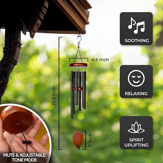Best Memorial Wind Chimes for Loss of Father - 32.5" Long - Unique Sympathy Wind Chimes for Loss of Father - Prime Bereavement Gifts for Loss of Father - Finest Remembrance Gifts for Loss of Father